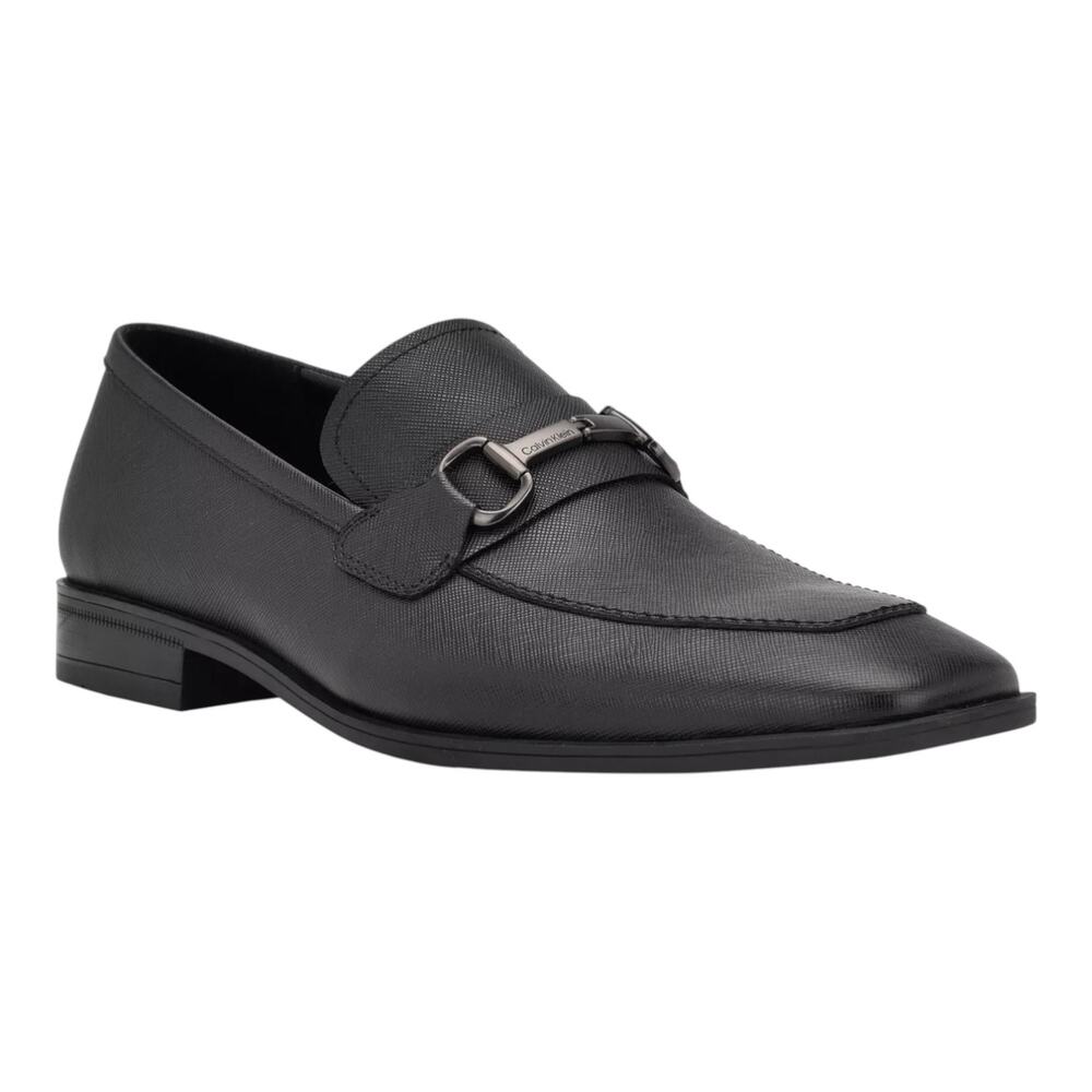 Calvin Klein Men's Malcome Leather Slip on Dress Shoes Black Size 7 1/2